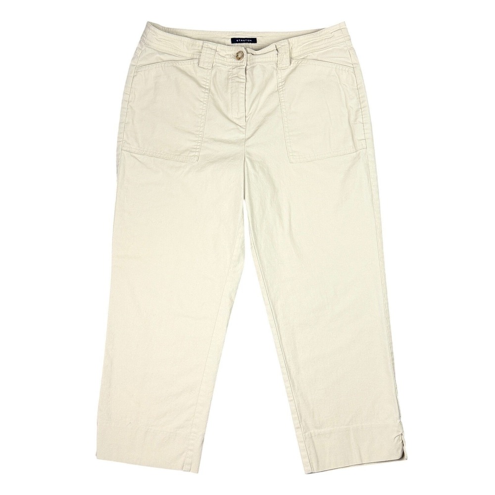 Jones New York Signature Petite Womens 10P W31 L22.5 Beige Cropped Stretch Pants